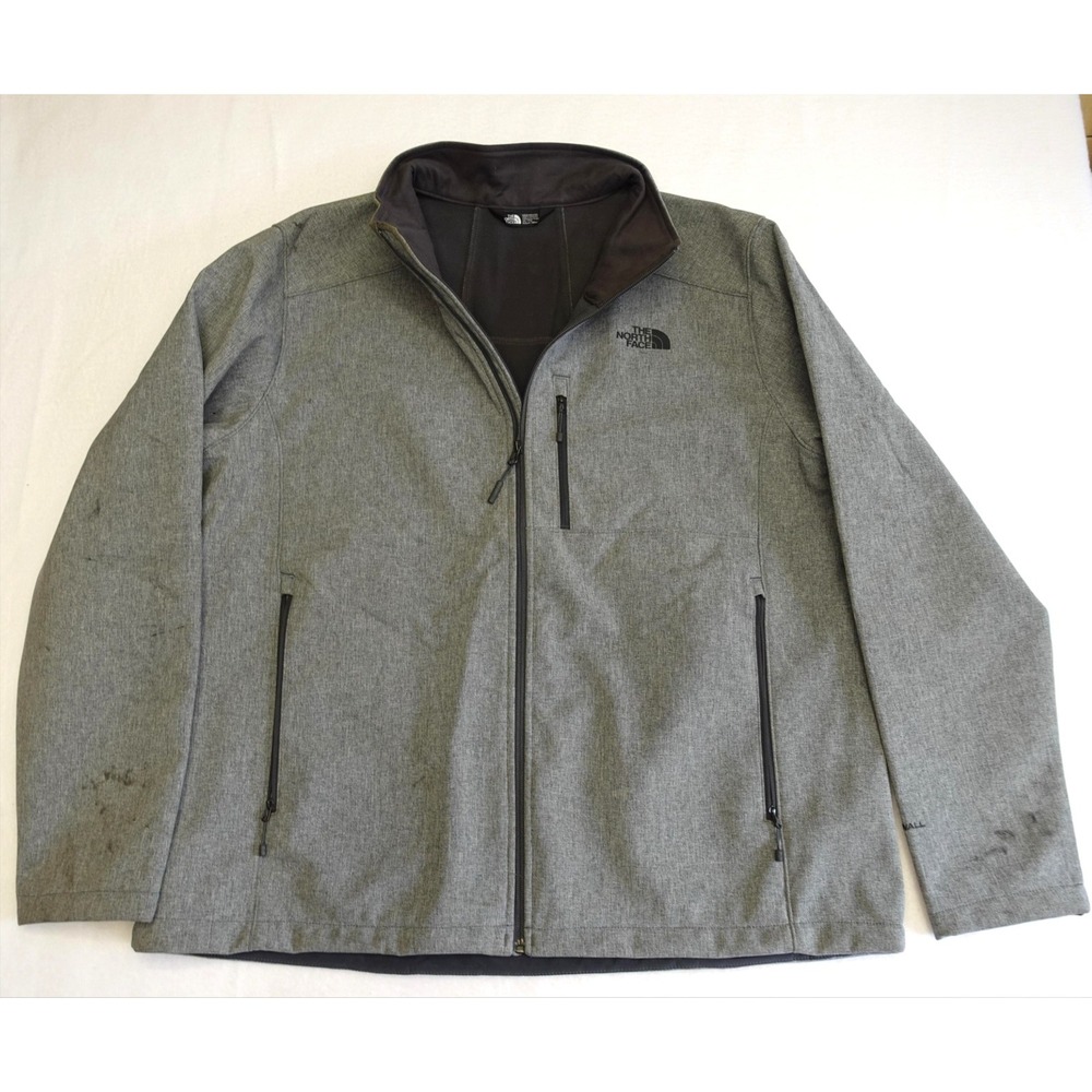 The North Face Jacket Mens 2XL Gray Softshell Full Zip Hiking Windbreaker